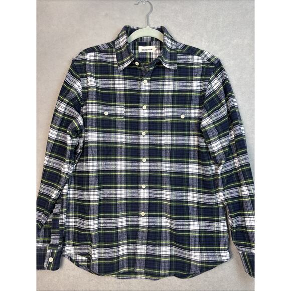 Taylor Stitch Yosemite Shirt Tartan Blue Green Flannel Organic Cotton Size 40 - Picture 1 of 5